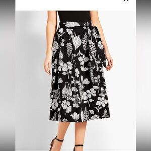 Talbots Graphic Garden Pleated Midi Skirt w/o Belt Size 16